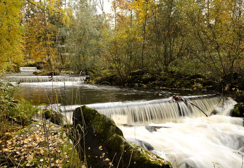 land, motion, blurred motion, finnish, power in nature, landscape, enonkoski, autumn, waterfall, change, non-urban scene, stream - flowing water, water