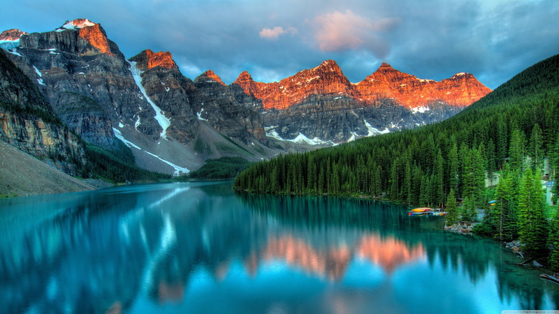 Glacial Lake, park, Alberta, forest, North, Alberta National Park, mountains, Canada, Tourism, Green, Valley, 4K, Moraine Lake