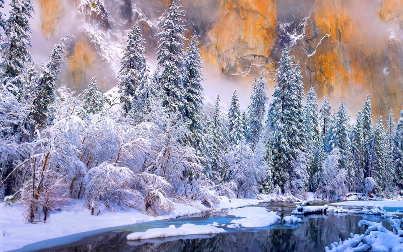 environment, snowcapped mountain, beauty in nature, landscape, winter, Yosemite National Park, Cold, tranquil scene, ice, tranquility, scenics - nature