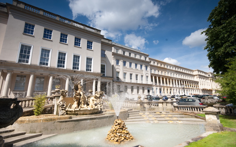 window, the neptune fountain, tree, fountain, united kingdom, plant, cheltenham, architecture, outdoors, luxury, building exterior, no people, sky, nature