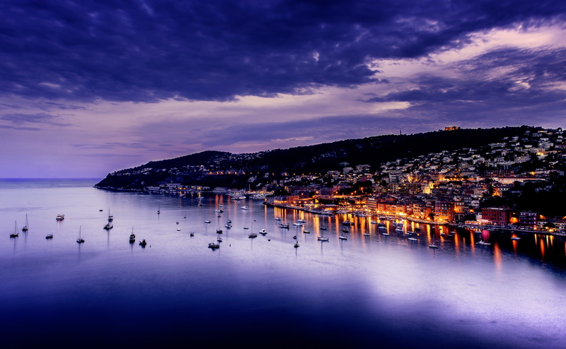 dusk, cote dazur, travel destinations, cloud - sky, sites, sunset, Europe, outdoors, night, water, cold temperature, building exterior, travel, dazur, France