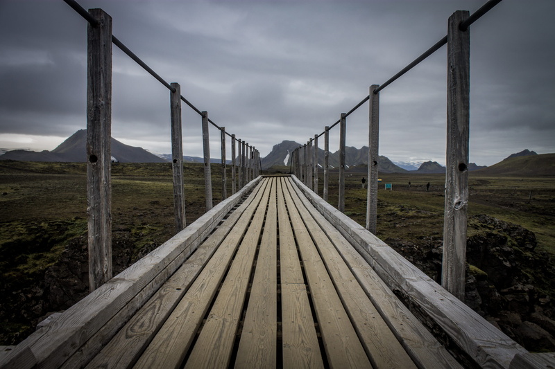 tranquility, iceland, scenics - nature, non-urban scene, rocks, nature, sky, the way forward, landmannalauger, mountain, bridge, cloud - sky, outdoors