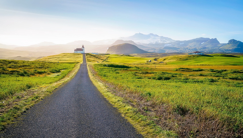 Iceland, 1080P, Snaefellsnes County, Ingjaldsholl Lutheran Church