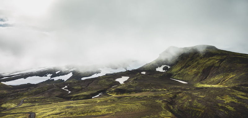 environment, 5K, tranquility, non-urban scene, snaefellsnes, mountain, land, road, iceland, day, fog, beauty in nature, island, solid, cloud, landscape