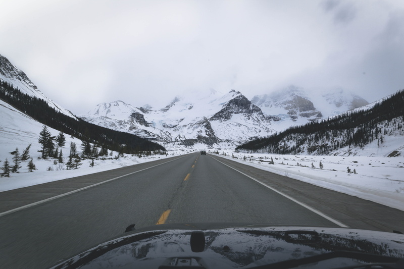 environment, transportation, non-urban scene, beauty in nature, tranquil scene, the way forward, cold temperature, nature, snowcapped mountain, roadway