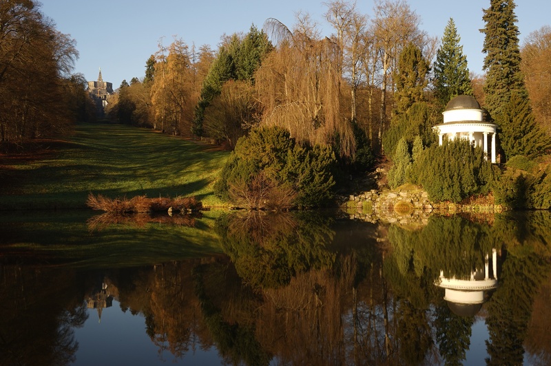 landscape, world heritage, hillside park kassel wilhelmstr height, building exterior, tree, scenics - nature, built structure, no people, growth, tranquil scene