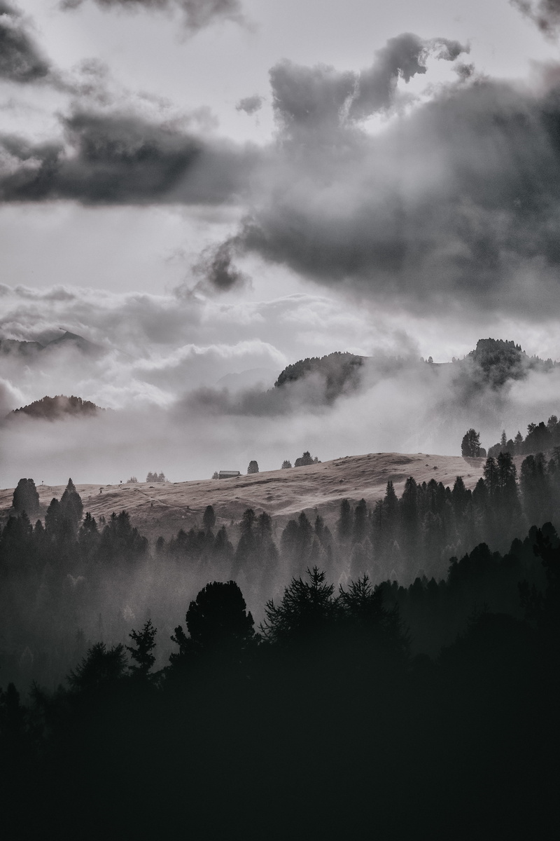 travel, hillside, scenics, mobile, ios, sky, rural Scene, dusk, mist, cloudy, valley, 5K, mountain, landscape, dark, foggy, morning