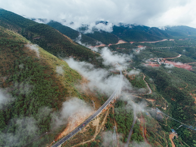 train trail, coniferous tree, mountain line, tranquil scene, plant, aerial, 4K, environment, photography, travel destinations, outdoors, steam, scenics - nature
