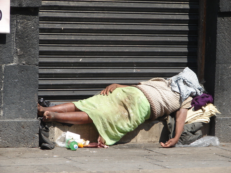 architecture, footpath, day, hopelessness, shutter, plastic bag, Homeless, one man only, Mexico City, real people, door, street, mexico, city, 2K, rolling