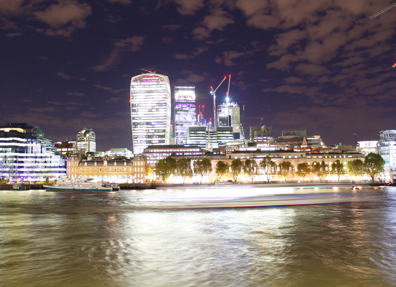 waterfront, river traffic, london at night, built structure, modern, no people, united kingdom, bay, walkie talkie, reflection, river at night, leadenhall building
