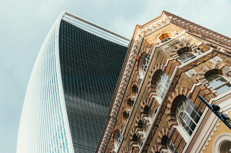 the past, london, office building, no people, building exterior, religion, spire, modern, travel destinations, old and new, tourism, built structure, united kingdom