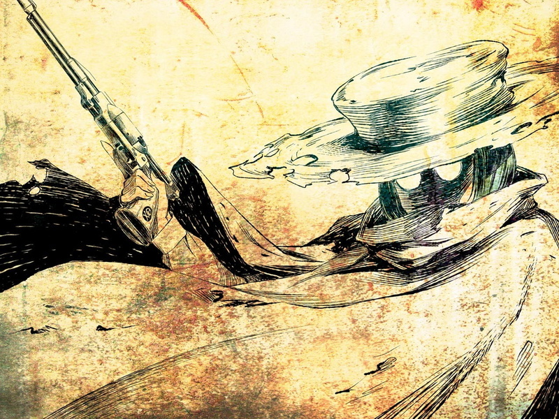 720P, hat, digital/artwork, drawing, pistol, hd