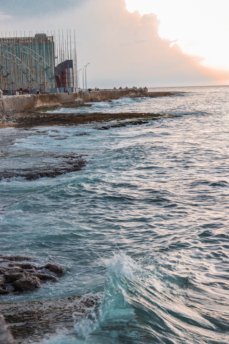 no people, cuba, sea, sport, wave, sky, waterfront, nature, outdoors, scenics - nature, aquatic sport, motion, built structure, sunset, beauty in nature