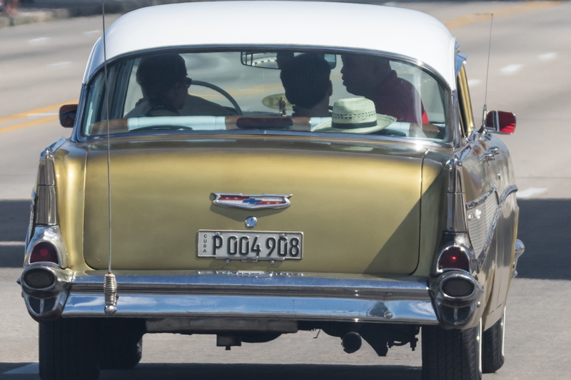 day, gold, havana, number, western script, chevy, street, city, land vehicle, focus on foreground, retro styled, sedan, no people, mode of transportation