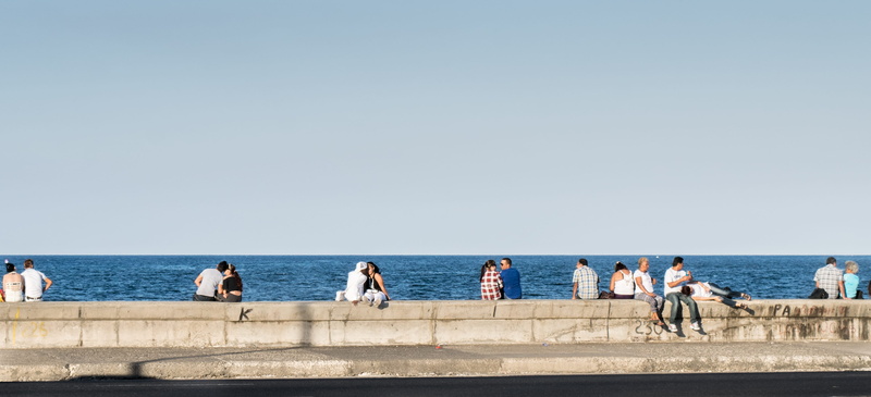 nature, horizon over water, water, sea, romantic, havana, malecon, sky, sunlight, men, ocean, clear sky, outdoors, architecture, cuba, sunny, transportation