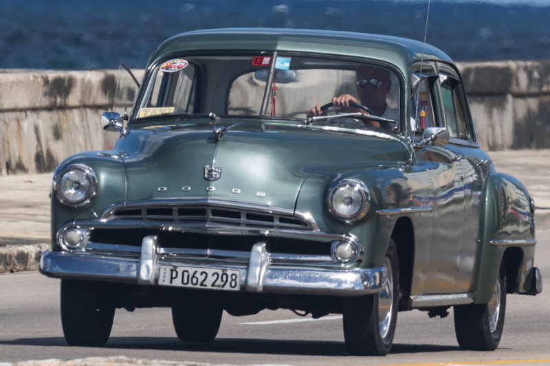 motor vehicle, almendron, city, headlight, mode of transportation, metal, dodge, vintage car, transportation, travel, car, malecon, chrome, outdoors, no people
