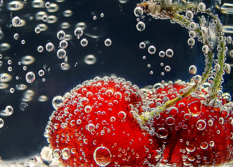 cherry, 1080P, image, bubbles, fruits, gallery, underwater, bokeh, fruit, cherries