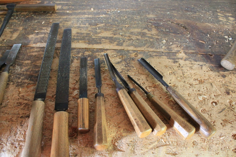 nature, workshop, work tool, arrangement, steel, close-up, high angle view, sunlight, large group of objects, table, wood, choice, metal, carpentry, no people