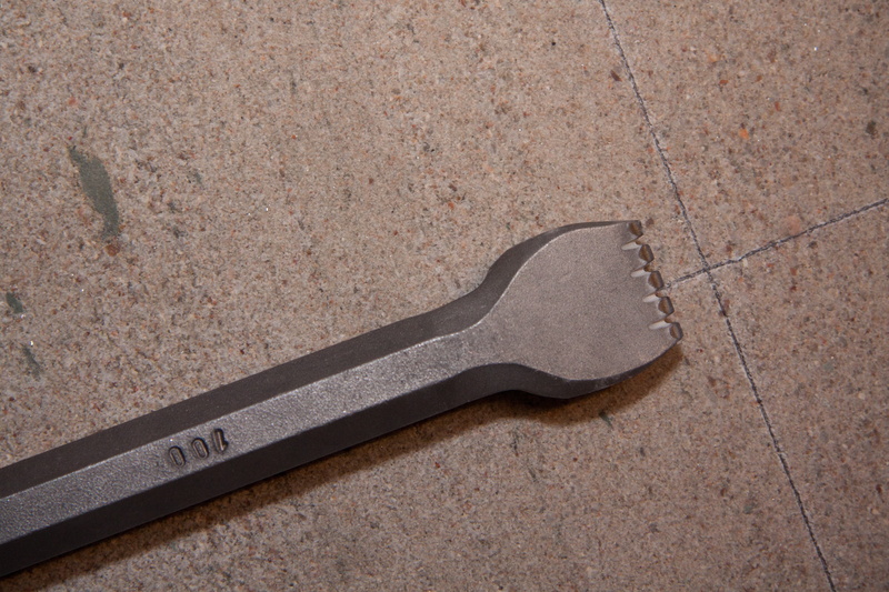 flooring, pattern, touched on, stone work, textured, paving stone, tool, air hammer, 4K, metal, hardened tip, from template, nature, profession, single object