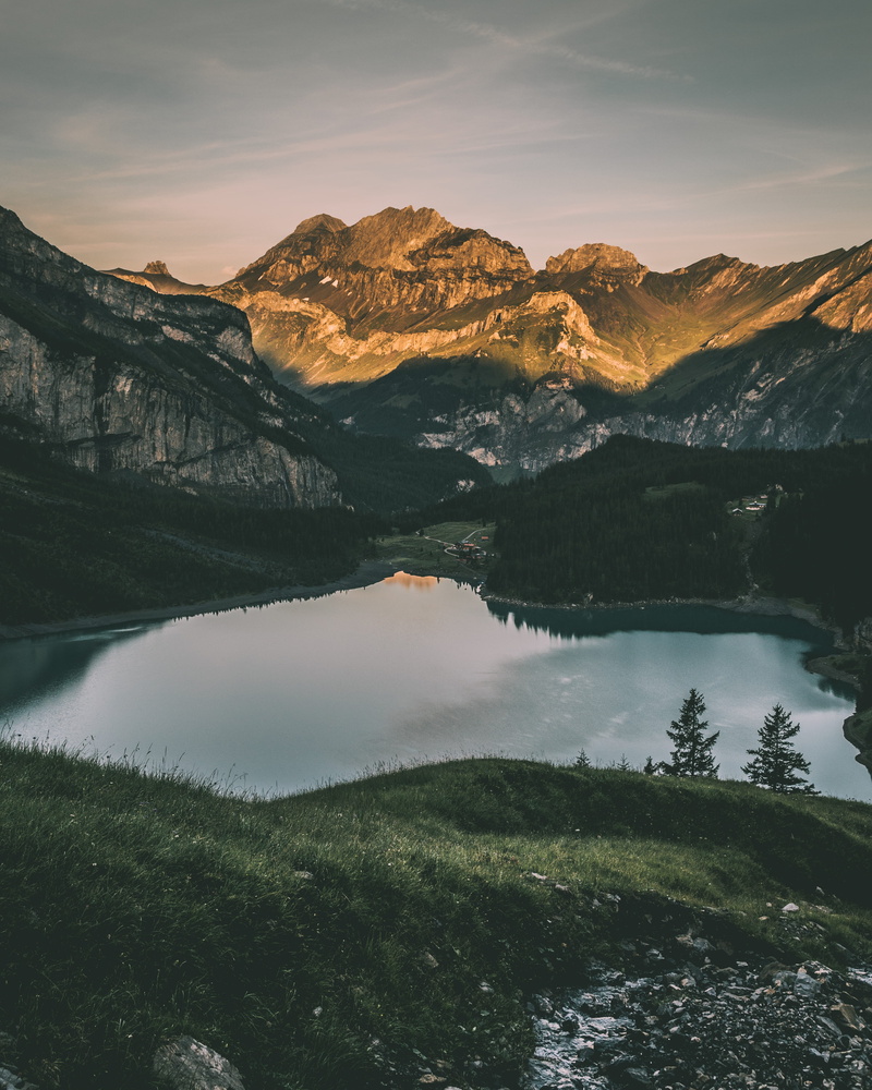photo, forest, beauty in nature, outdoor, sigma, 4K, tranquil scene, tranquility, oeschinen, hiking, reflection, mountain, lake, water, sunrise, travel