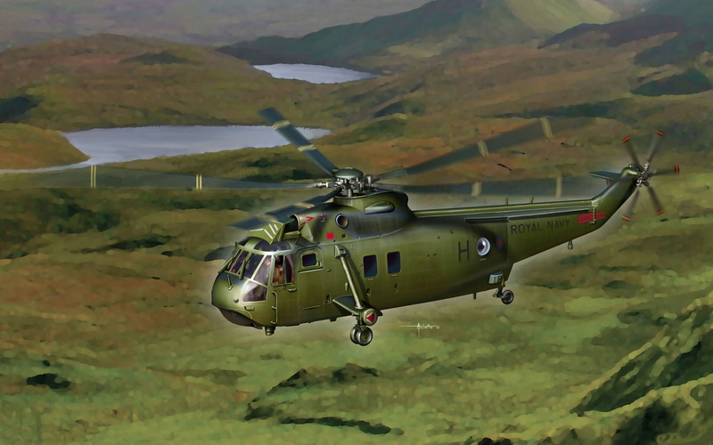 Vincenzo Auletta., WS-61, Sikorsky, artist, 1080P, service, Sea King, Commando, transport, American, helicopter, anti-submarine, art, UK