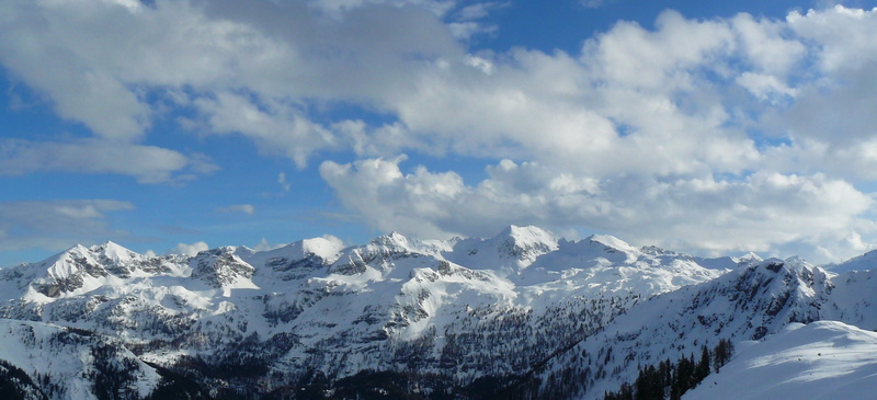 austria, scenics - nature, weather, mountain landscape, snow, landscape, clouds, beauty in nature, cumulus clouds, snowy, tranquility, summit, mountain