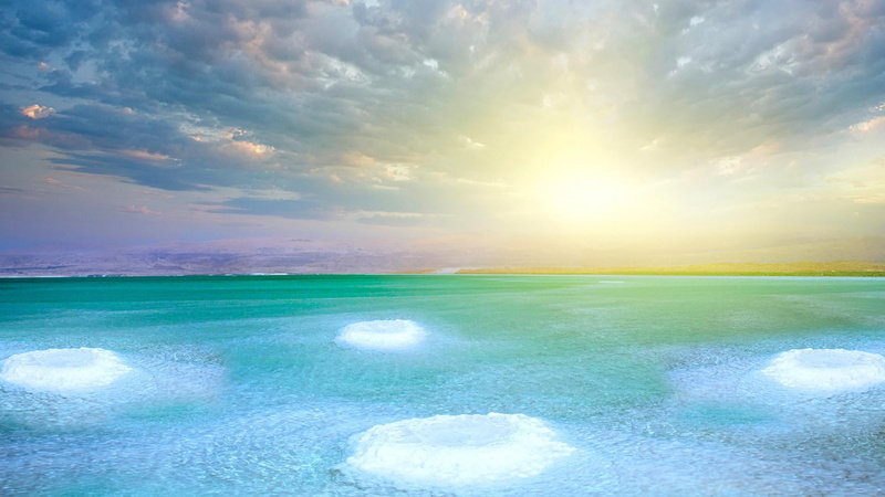 bright, dead salt sea, sunset, turquoise colored, cloud, no people, sunlight, israel, 1080P, water, tranquil scene, tranquility, calm, sea, morning, nature