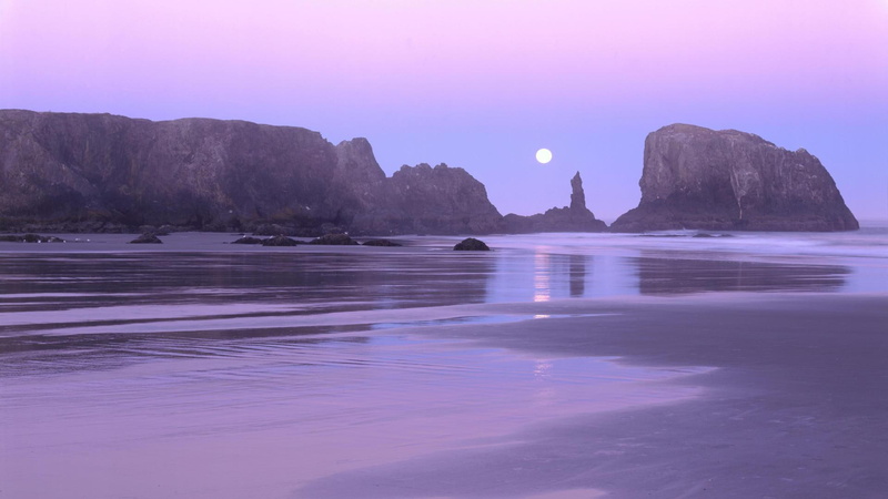 sand, hill, oregon, beach, coquille, moon, 3d and abstract, isls, 1080P, moonset, point