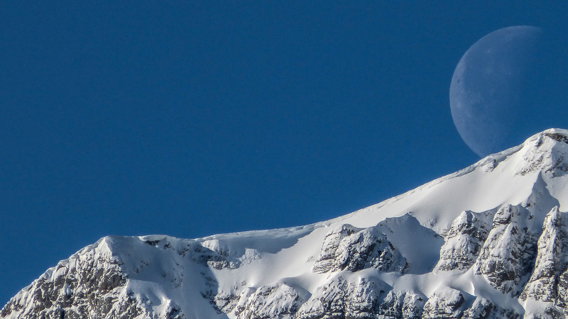 sky, capped, cold temperature, no people, albertum, canada, tranquility, slope, moonset, scenics - nature, photo, canmore, clear sky, coated, outdoors