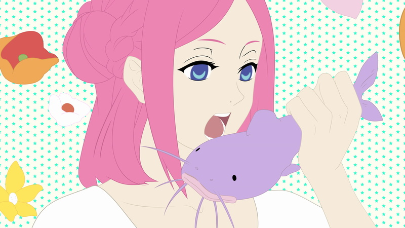 eating, pink hair, Arakawa Under the Bridge, food, 1080P, fish, anime