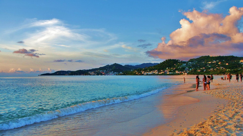 hills, beach, towns, grenada, people, waves, 1080P, gr, anse, nature and landscapes