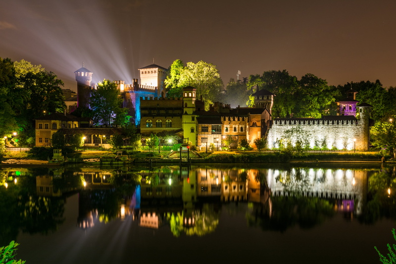 4K, city, architecture, illuminated, Turin, nature, home, outdoors, sky, river, tree, building exterior, water, night, residential district, travel destinations