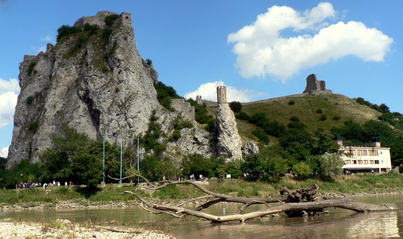 no people, plant, nature, rock - object, danube, cloud - sky, water, travel, Moravia, devín, river, beauty in nature, day, mountain, built structure, River
