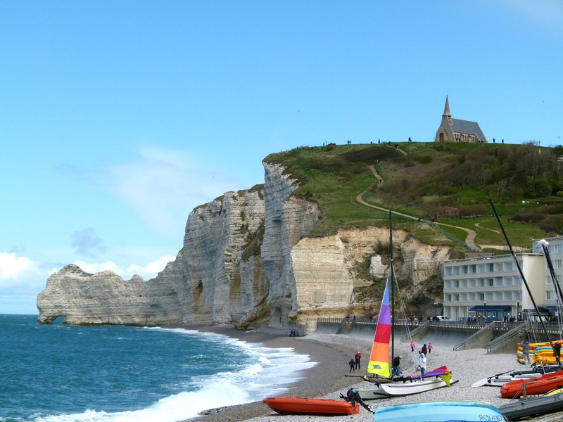 building, Blue, rock, boat, nautical Vessel, day, France, vacations, 4K, spring, surf, sea, sailboat, church, Sea, outdoors, sky, scenics - nature, summer