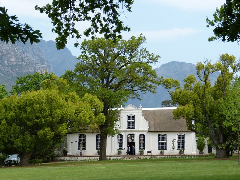 building exterior, winemaker, park, trees, nature, built structure, outdoors, white, building, land, architecture, surrounded, cloud - sky, thatched roof
