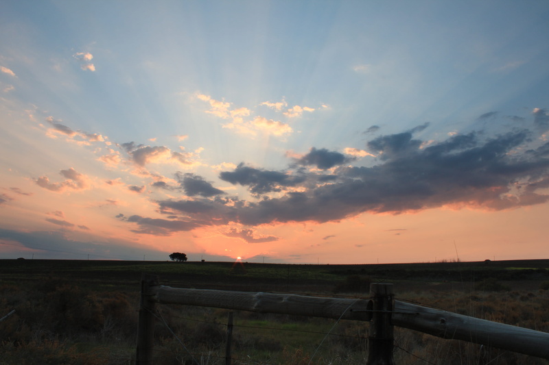 sunset, non-urban scene, tranquil scene, beauty in nature, cloud, field, scenics - nature, hill, fence, land, 5K, nature, south africa, sky, security