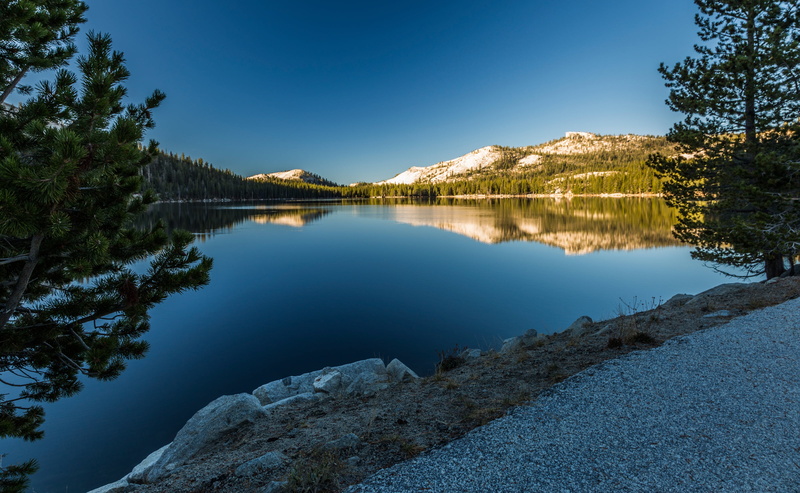 California, Sierra Nevada, CA, National Park Yosemite, lake, Tioga Pass, Yosemite National Park, pine, 2K, mountains, Tanya Lake, Lake Tenaya, trees, reflection