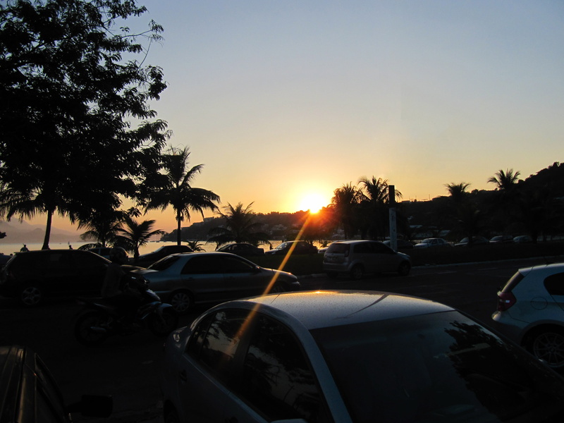 road, orange color, silhouette, eventide, sun, travel, beach, car, niterói, holidays, motor vehicle, land vehicle, by sunsets, tree, sky, nature, mar, transportation
