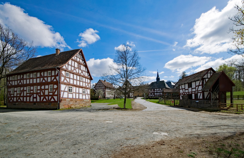 house, sky, hesse park, 5K, fachwerkhaus, old town, germany, grass, building exterior, no people, nature, tree, taunus, history, places of interest, blue