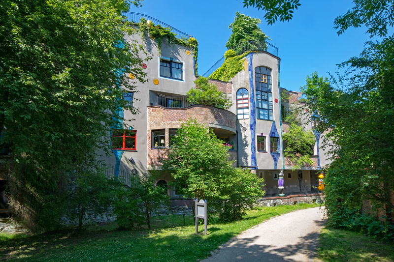 sunlight, architecture, city, residential district, hesse, outdoors, no people, blue, tree, luxury, bad soden, built structure, building, day, 5K, hundertwasser house