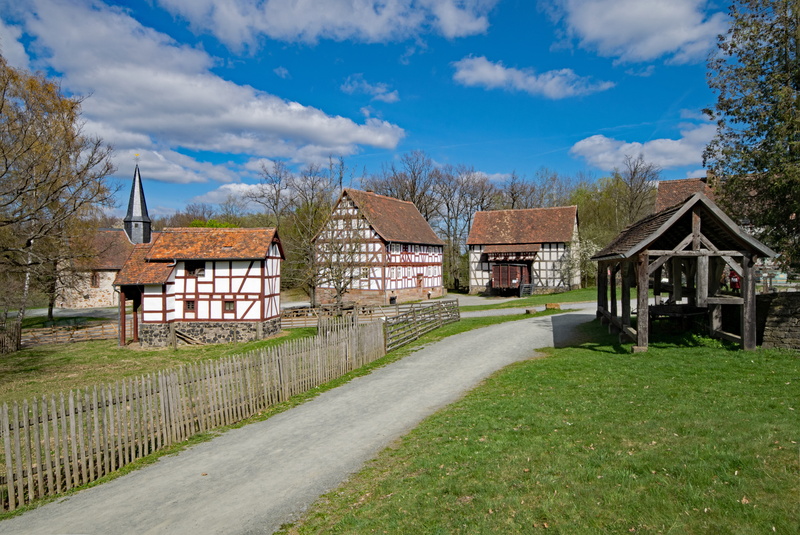 hesse, old town, day, truss, taunus, grass, barrier, germany, 5K, building, residential district, plant, sky, field, architecture, tree, places of interest