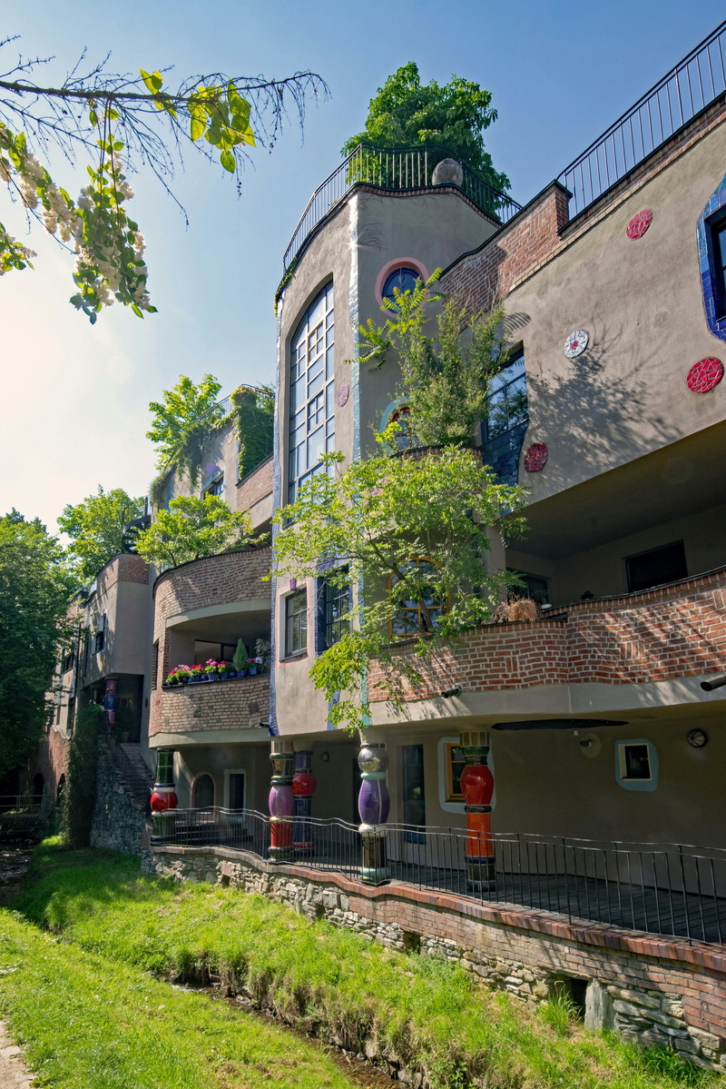 hesse, hundertwasser, house, germany, residential district, sky, tree, building, bad soden, window, outdoors, places of interest, no people, taunus, culture