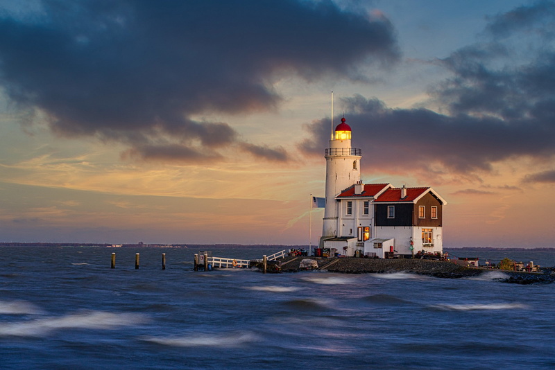 Paard van Marken Lighthouse, IJsselmeer, the sky, 2K, Lake IJssel, lake, lighthouse, water, The IJsselmeer, Netherlands, Marken
