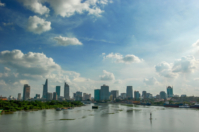 national, financial district, downtown District, cloud - sky, clouds, urban Skyline, Building, body, water, landscape, blue, landmark, light, skyscraper
