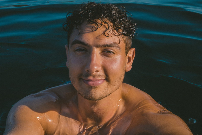headshot, male, looking at camera, swimming pool, smiling, outdoor, ripple, one person, man, young, 4K, water, person, lake, people, selfie, taking, men