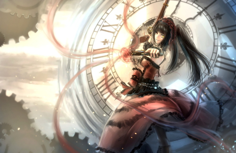 bicolored eyes, heterochromia, date a live, 1080P, tokisaki kurumi, dress, Anime