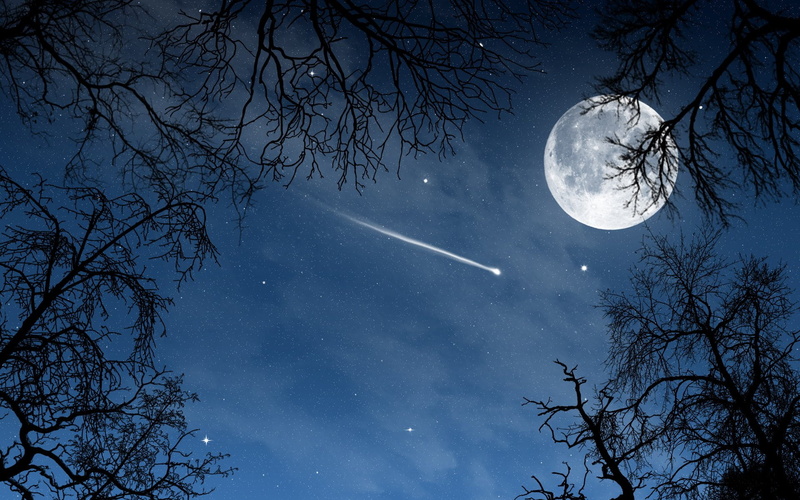 falling, 1080P, moon, star