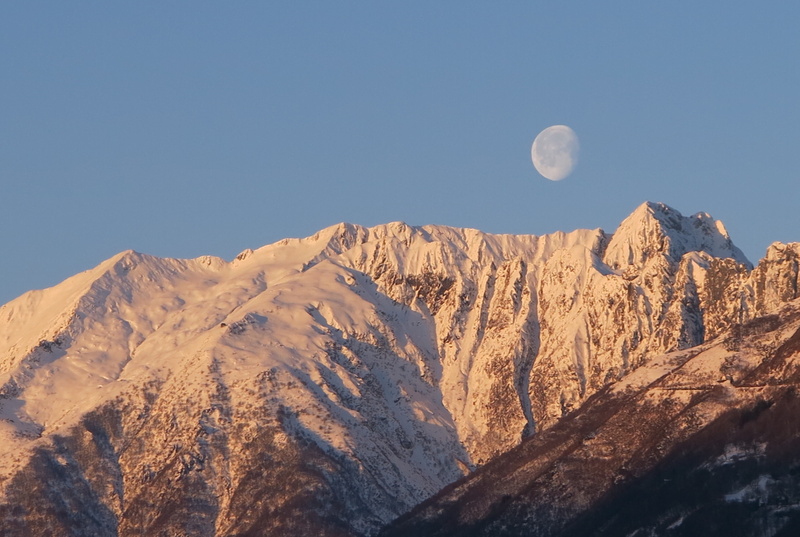 mountain peak, full moon, outdoors, nature, scenics - nature, mountain, sky, snowcapped mountain, environment, no people, winter, formation, astronomy