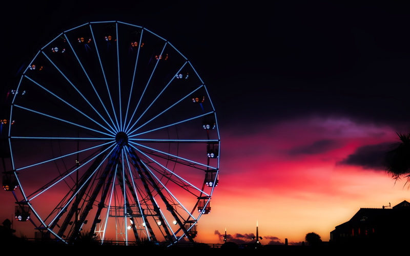 united kingdom, night backgrounds, ferris wheel, 4K, Download 3840x2400 Ferris wheel, england