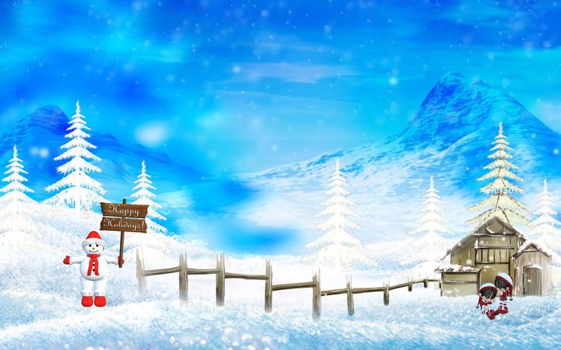 2K, Beautiful, Merry, Christmas, Snow, Scene